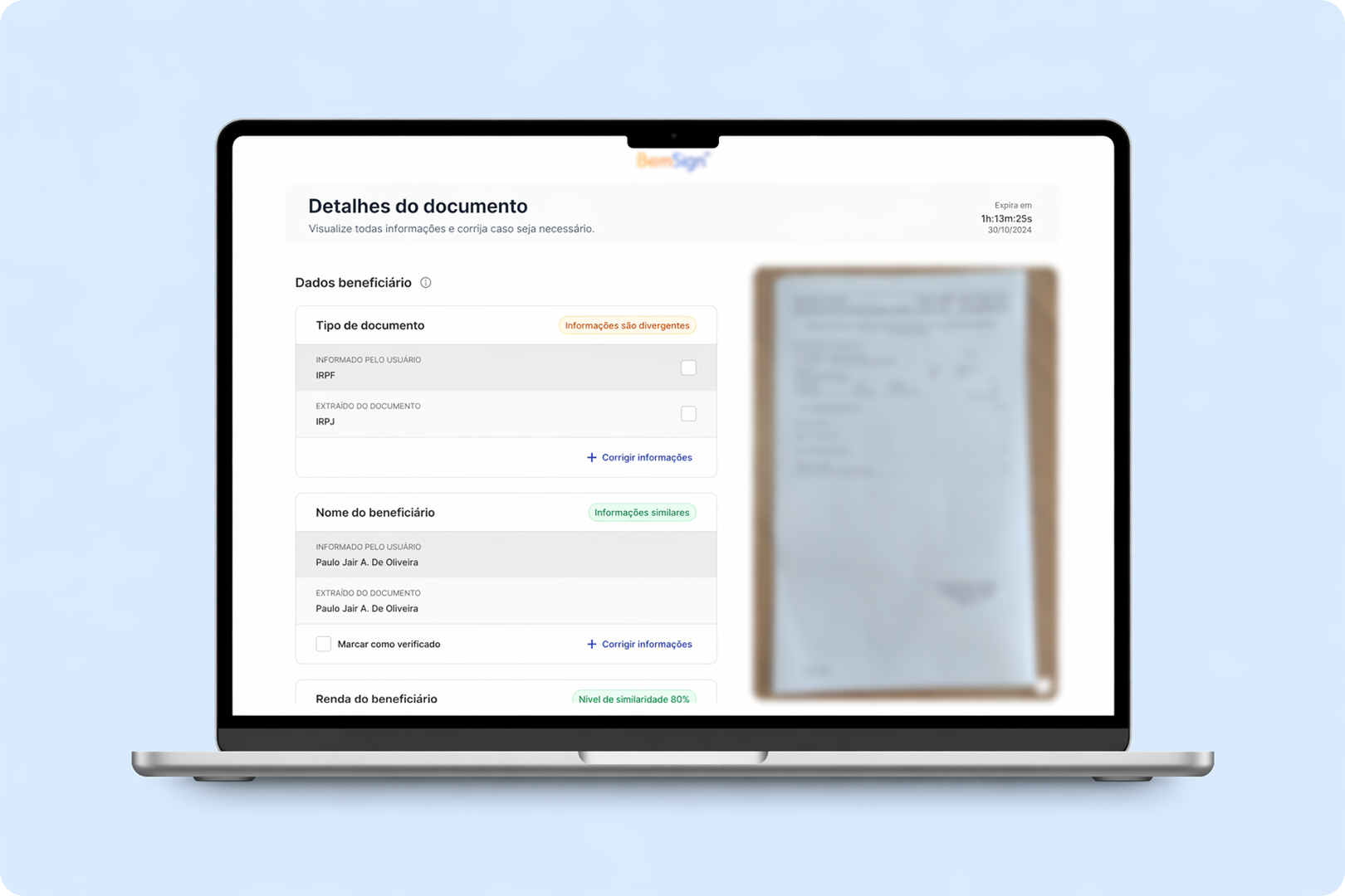 Tela inicial do fluxo de análise de documentos.