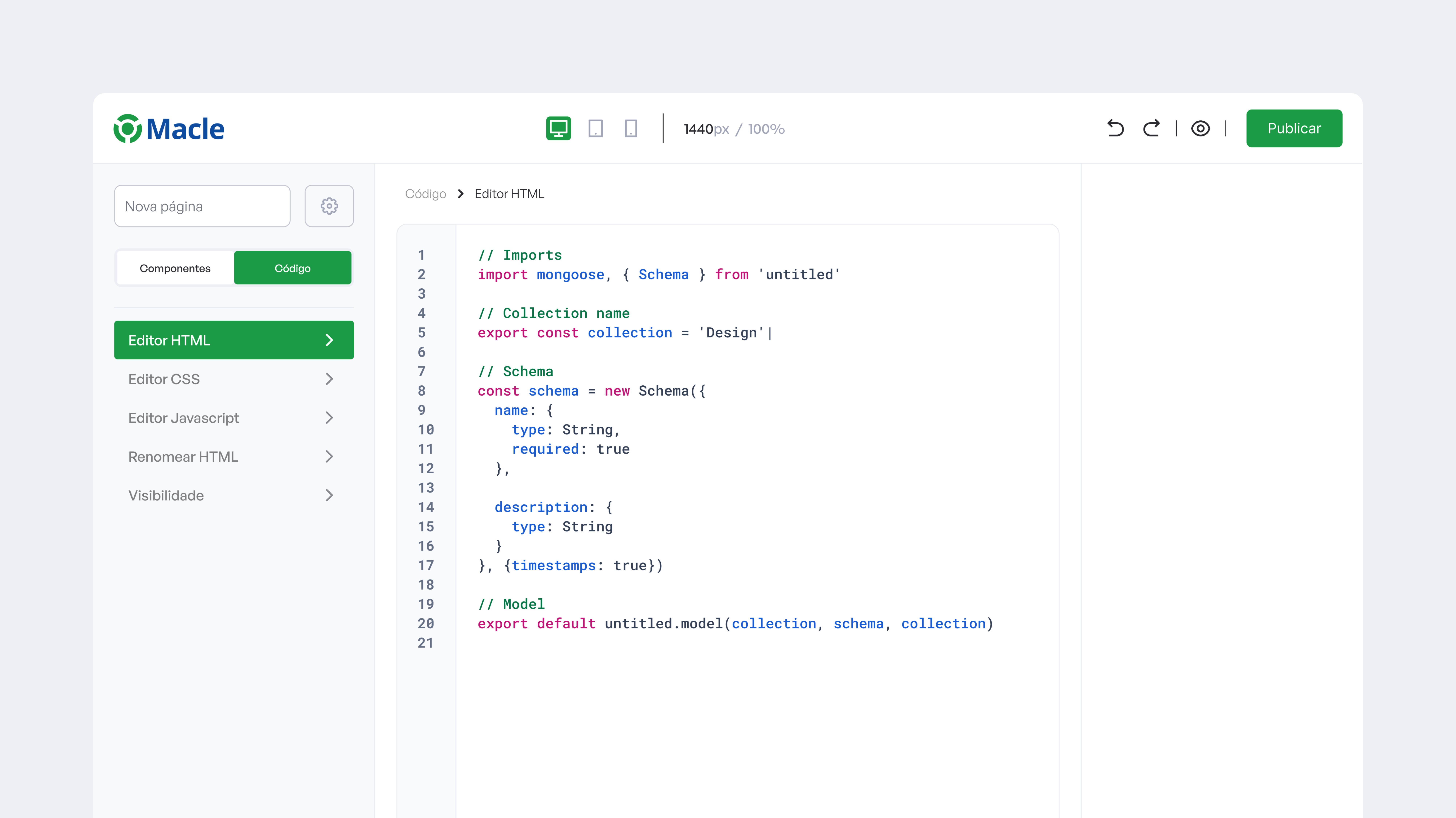 Imagem grande da seção de resultados do Macle websitebuilder.